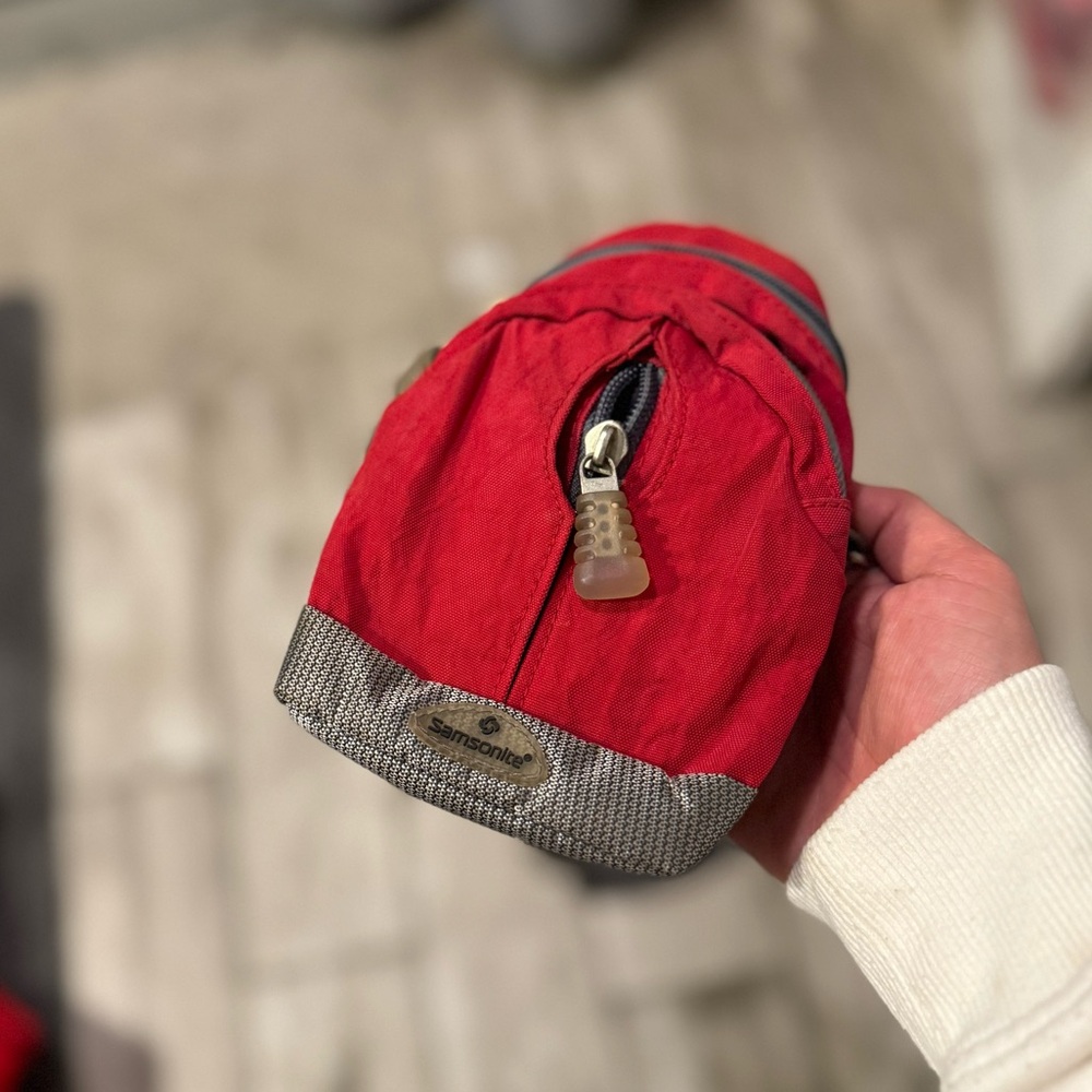 Samsonite Mini Red & Gray Backpack Crossbody Bag - image 1